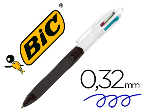 [8922931] BOLIGRAFO BIC CUATRO COLORES CON GRIP COLORE NEGRO PUNTA 1,3 MM