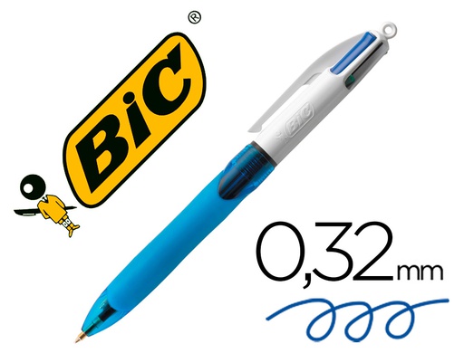[8871361] BOLIGRAFO BIC CUATRO COLORES CON GRIP DE CAUCHO ERGONOMICO PUNTA MEDIA 1 MM