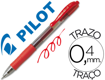 [NG2R] BOLIGRAFO PILOT G-2 ROJO TINTA GEL RETRACTIL SUJECION DE CAUCHO