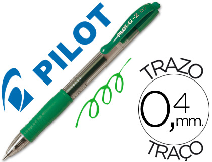 [NG2V] BOLIGRAFO PILOT G-2 VERDE TINTA GEL RETRACTIL SUJECION DE CAUCHO