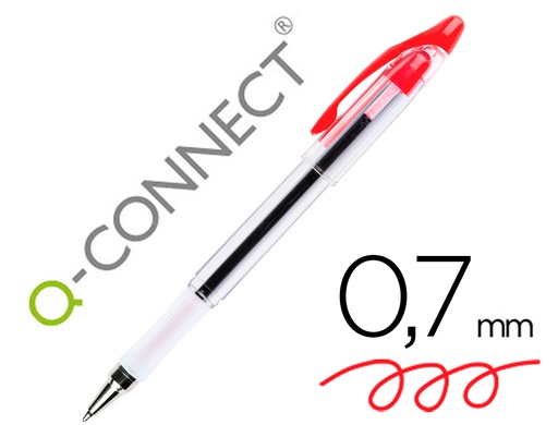 [KF00377] BOLIGRAFO Q-CONNECT DELTA ROJO SUJECION DE CAUCHO CON CAPUCHON
