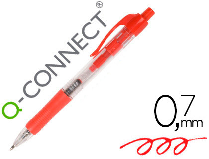 [KF00269] BOLIGRAFO Q-CONNECT RETRACTIL CON SUJECION DE CAUCHO TINTA ACEITE 0,7 MM COLOR ROJO