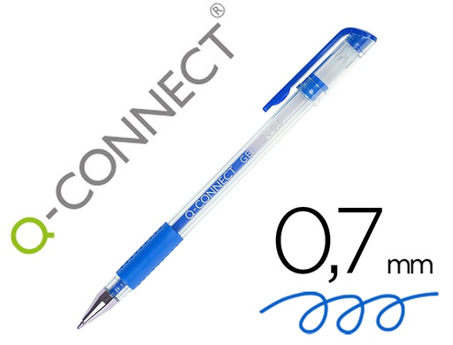 [KF21717] BOLIGRAFO Q-CONNECT TINTA GEL AZUL 0,7 MM SUJECION DE CAUCHO