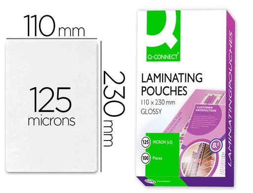 [KF04754] BOLSA DE PLASTIFICAR Q-CONNECT 110 X 230 MM 125 MC CARNET DE CONDUCIR CAJA DE 100 UNIDADES