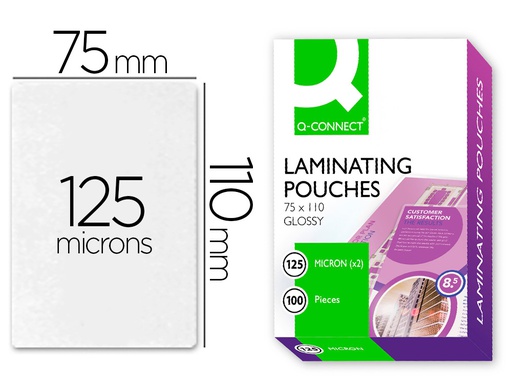 [KF01219] BOLSA DE PLASTIFICAR Q-CONNECT 110 X 75 MM 125 MC CARNET DE IDENTIDAD CAJA DE 100 UNIDADES