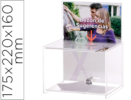 [6152LL CS TP] BUZON DE SUGERENCIAS ARCHIVO 2000 CON LLAVE DE POLIESTIRENO TRANSPARENTE 175X220X160 MM