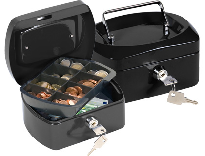 [KF02601] CAJA CAUDALES Q-CONNECT 6\" 152X115X80 MM NEGRA CON PORTAMONEDAS