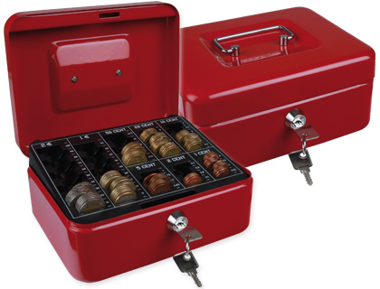 [KF03318] CAJA CAUDALES Q-CONNECT 8\" 200X160X90 MM ROJA CON PORTAMONEDAS