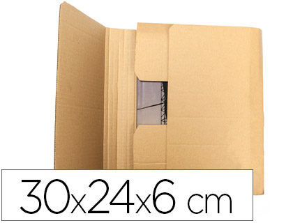 [KF26142] CAJA PARA EMBALAR LIBROS Q-CONNECT CARTON RECICLADO CANAL SIMPLE 3 MM COLOR KRAFT 300X240X60 MM