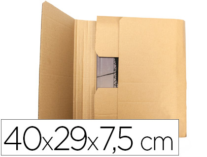 [KF26143] CAJA PARA EMBALAR LIBROS Q-CONNECT CARTON RECICLADO CANAL SIMPLE 3 MM COLOR KRAFT 400X290X75 MM