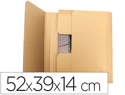 [KF26144] CAJA PARA EMBALAR LIBROS Q-CONNECT CARTON RECICLADO CANAL SIMPLE 3 MM COLOR KRAFT 520X390X140 MM