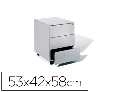 [4054AC00] CAJONERA METALICA ROCADA CON TRES CAJONES SERIE STORE 53X42X58 CM ACABADO AC00 GRIS/GRIS