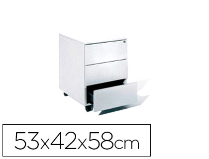 [4054AC15] CAJONERA METALICA ROCADA CON TRES CAJONES SERIE STORE 58X40X59,5 CM ACABADO AC13 BLANCO/BLANCO