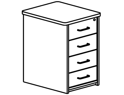 [4005AA01V24] CAJONERA ROCADA CON 4 CAJONES SERIE STORE 72X47X60 ACABADO AA01 HAYA/HAYA