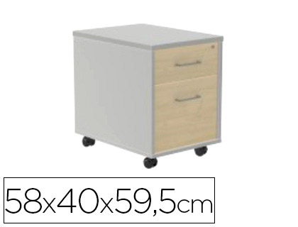[4004AN01V24] CAJONERA ROCADA CON DOS CAJONES SERIE STORE 58X40X59,5 CM ACABADO AN01 GRIS/HAYA
