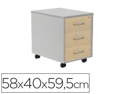 [4003AN04V24] CAJONERA ROCADA CON TRES CAJONES SERIE STORE 58X40X59,5 CM ACABADO AN04 GRIS/BLANCO