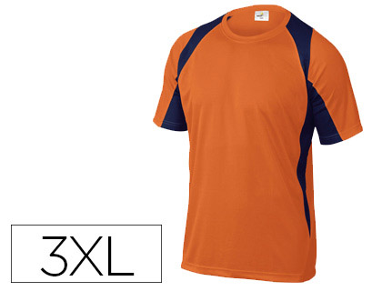 [BALIOM3X] CAMISETA DELTAPLUS POLIESTER MANGA CORTA CUELLO REDONDO TRATAMIENTO SECADO RAPIDO COLOR NARANJA-MARINO TALLA 3XL