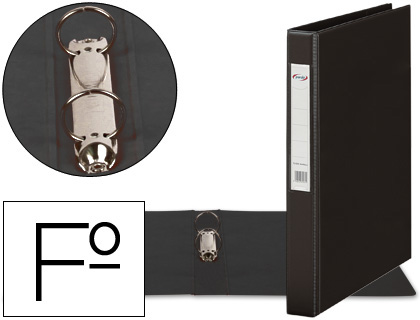 [242501] CARPETA 2 ANILLAS 25 MM PLASTICO PARDO FOLIO NEGRO