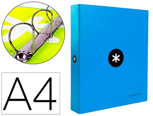 [KA34] CARPETA 4 ANILLAS 40 MM MIXTAS ANTARTIK A4 FORRADA COLOR AZUL