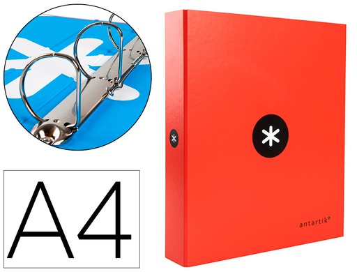 [KA25] CARPETA 4 ANILLAS 40 MM MIXTAS ANTARTIK A4 FORRADA COLOR ROJO