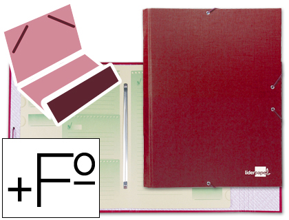 [CS03] CARPETA CLASIFICADORA LIDERPAPEL 12 DEPARTAMENTOS FOLIO PROLONGADO CARTON FORRADO ROJA