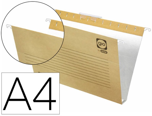 [400021943] CARPETA COLGANTE GIO DIN A4 VISOR SUPERIOR CORTO CRISTAL KRAFT BICOLOR ECO LOMO 30 MM