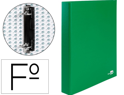 [CA18] CARPETA DE 2 ANILLAS 25MM MIXTAS LIDERPAPEL FOLIO CARTON FORRADO PAPER COAT COMPRESOR PLASTICO VERDE