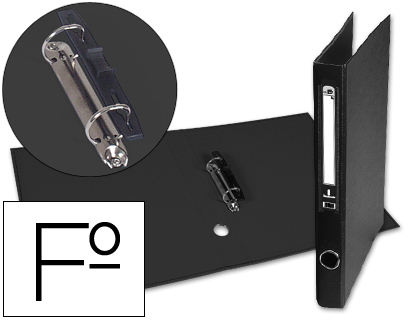 [AY14] CARPETA DE 2 ANILLAS 25MM MIXT AS LIDERPAPEL FOLIO FORRADO PAPERCOAT CON OLLAO Y TARJETERO COLOR NEGRO