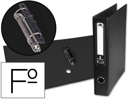 [AY09] CARPETA DE 2 ANILLAS 40MM MIXT AS LIDERPAPEL FOLIO FORRADO PAPERCOAT CON OLLAO Y TARJETERO COMPRESOR PLASTICO NEGRO