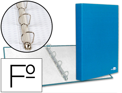 [CA23] CARPETA DE 4 ANILLAS 25MM MIXTAS LIDERPAPEL FOLIO CARTON FORRADO PAPER COAT CELESTE