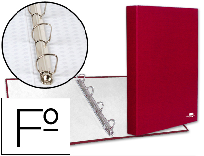 [CA21] CARPETA DE 4 ANILLAS 25MM MIXTAS LIDERPAPEL FOLIO CARTON FORRADO PAPER COAT ROJA