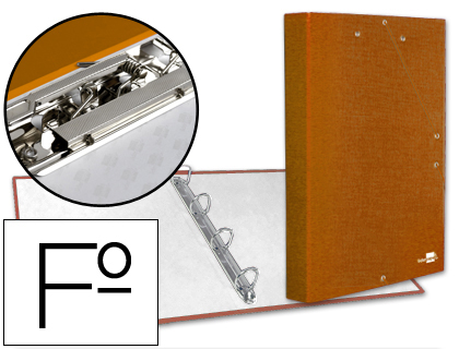 [CA13] CARPETA DE 4 ANILLAS 25MM REDONDAS LIDERPAPEL FOLIO CARTON FORRADO PAPER COAT NARANJA CON MINICLIP Y SOLAPAS