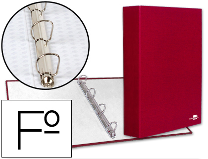 [CH13] CARPETA DE 4 ANILLAS 40MM MIXTAS LIDERPAPEL FOLIO CARTON FORRADO PAPER COAT ROJA
