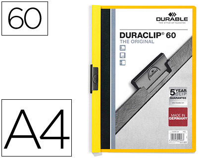 [2209-04] CARPETA DURACLIP DOSSIER PINZA LATERAL AMARILLO CAPACIDAD 60 HOJAS