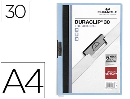 [2200-06] CARPETA DURACLIP DOSSIER PINZA LATERAL AZUL CAPACIDAD 30 HOJAS