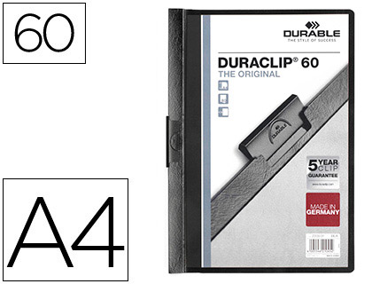 [2209-01] CARPETA DURACLIP DOSSIER PINZA LATERAL NEGRO CAPACIDAD 60 HOJAS
