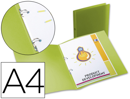 [CA66] CARPETA LIDERPAPEL 2 ANILLAS REDONDAS MINI 15 MM 49073 POLIPROPILENO DIN A4 VERDE TRANSLUCIDO