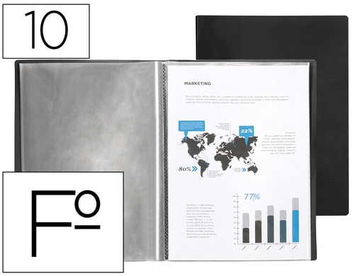 [EC41] CARPETA LIDERPAPEL ESCAPARATE 10 FUNDAS PVC FOLIO NEGRO