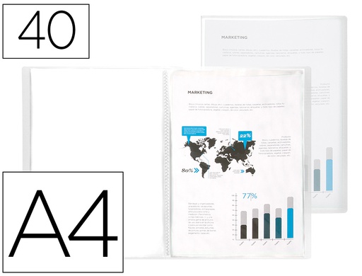 [CJ27] CARPETA LIDERPAPEL ESCAPARATE 47054 40 FUNDAS POLIPROPILENO DIN A4 TRANSPARENTE TRANSLUCIDO