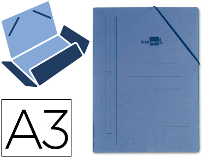 [CG17] CARPETA LIDERPAPEL GOMAS A3 3 SOLAPAS CARTON PRESPAN AZUL