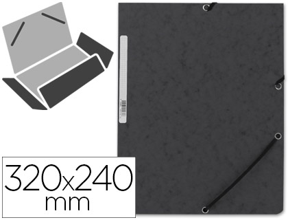 [KF02169] CARPETA Q-CONNECT GOMAS KF02169 CARTON SIMIL-PRESPAN SOLAPAS 320X243 MM NEGRA