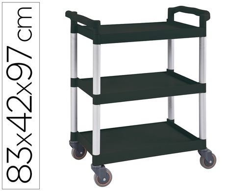 [KF16749] CARRO DE SERVICIO MULTIFUNCIONAL Q-CONNECT 3 ESTANTES DE POLIPROPILENO 830X420X970 MM