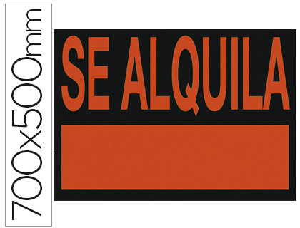 [01C6161NE] CARTEL PLASTICO ARCHIVO 2000 \"SE ALQUILA\" ROJO FLUORESCENTE 700X500 MM
