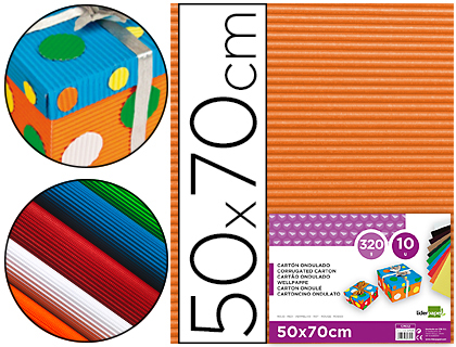 [CN05] CARTON ONDULADO LIDERPAPEL 50 X 70CM 320G/M2 NARANJA