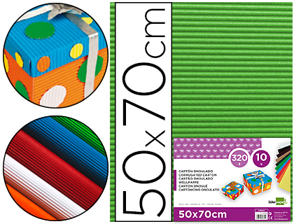 [CN10] CARTON ONDULADO LIDERPAPEL 50 X 70CM 320G/M2 VERDE HOJA