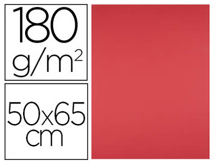 [CX67] CARTULINA LIDERPAPEL 50X65 CM 180G/M2 ROJO PAQUETE DE 25 HOJAS