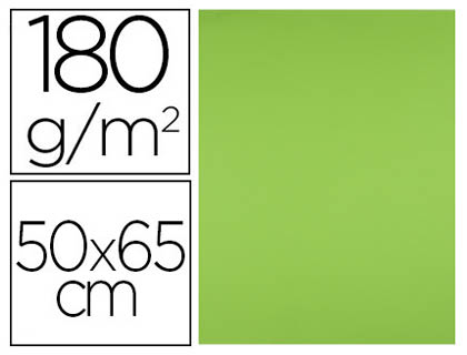 [CX72] CARTULINA LIDERPAPEL 50X65 CM 180G/M2 VERDE PISTACHO PAQUETE DE 25 HOJAS