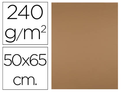 [CX88] CARTULINA LIDERPAPEL 50X65 CM 240G/M2 MARRON ESCOLAR PAQUETE DE 25 HOJAS