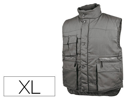 [SIER2GVXG] CHALECO DELTAPLUS MULTIBOLSILLOS CON CREMALLERA CINTURA ELASTICA PROTEGE RIÑONES GRIS VERDE TALLA XL