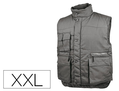 [SIER2GVXX] CHALECO DELTAPLUS MULTIBOLSILLOS CON CREMALLERA CINTURA ELASTICA PROTEGE RIÑONES GRIS VERDE TALLA XXL